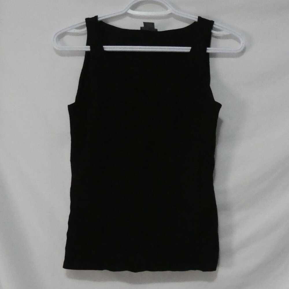 ANN TAYLOR Black Sleeveless Mixed Media Shell Tank Top - Size Small Petite (SP)